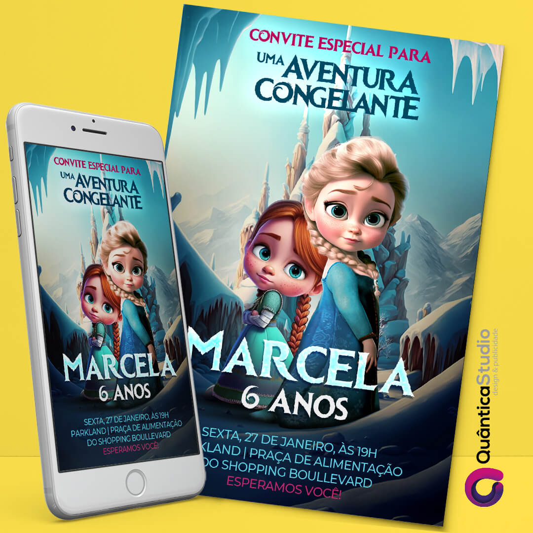 Convite Virtual Digital Personalizado Frozen Elsa