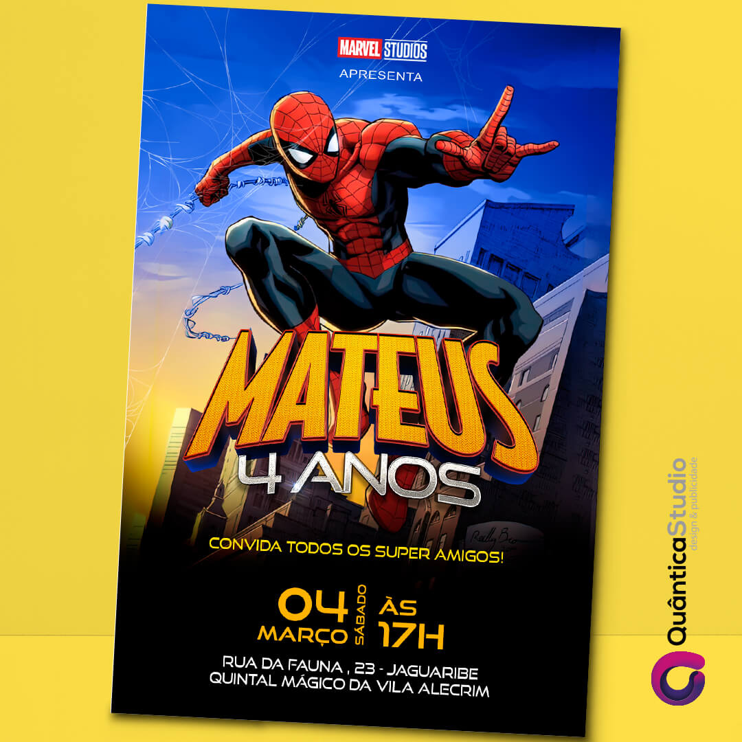 Convite aniversário do Homem-Aranha Personalizado. DIGITAL.