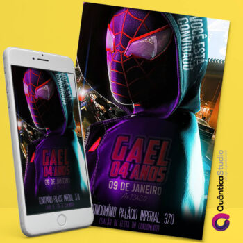 Convite Virtual Homem Aranha Rosa Whatsapp