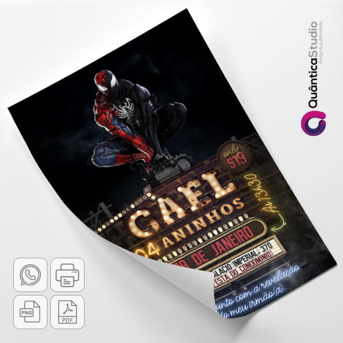 Convite Virtual Homem Aranha Venom Aniversário