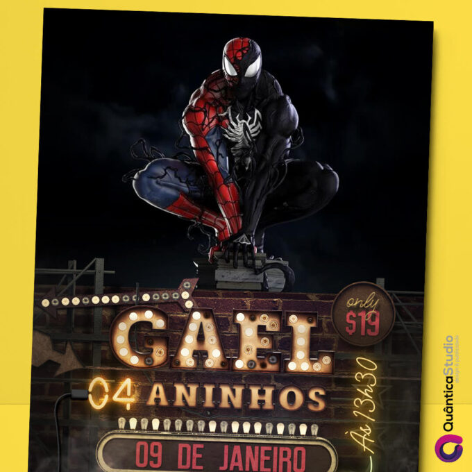 Convite Virtual Homem Aranha Venom Digital Whatsapp