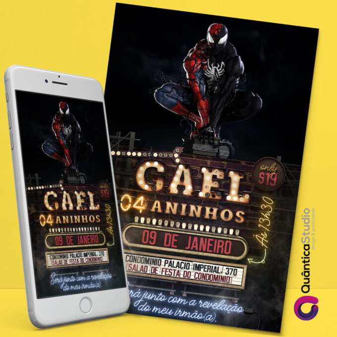 Convite Virtual Homem Aranha Venom Whatsapp