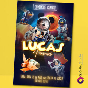 Convite Virtual Mickey Astronauta Whatsapp Imprimir