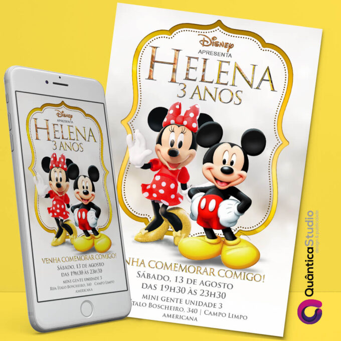 Convite Virtual Mickey E Minnie Whatsapp Imprimir