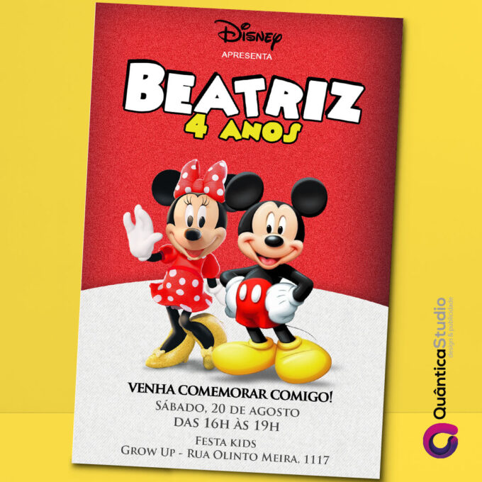 Convite Virtual Mickey E Minnie Whatsapp Imprimir