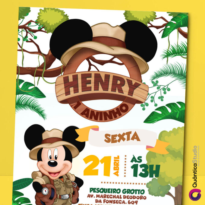 Convite Virtual Mickey Safari Digital Whatsapp