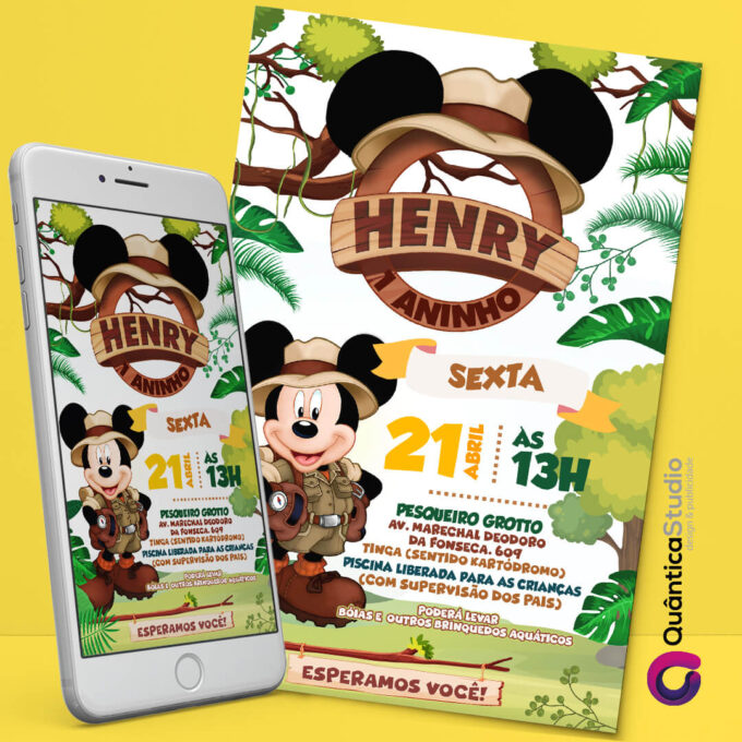 Convite Virtual Mickey Safari Whatsapp