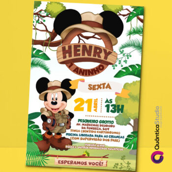 Convite Virtual Mickey Safari Whatsapp Imprimir