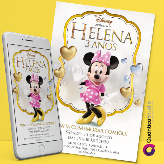 Convite Virtual Minnie Rosa Whatsapp