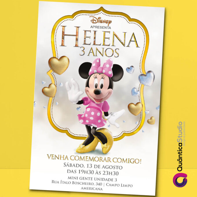 Convite Virtual Minnie Rosa Whatsapp Imprimir