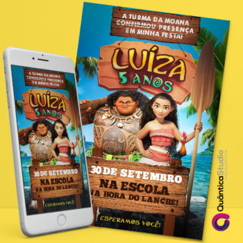 Convite Virtual Moana Whatsapp Imprimir