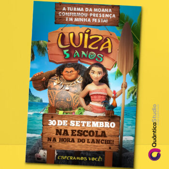 Convite Virtual Moana Whatsapp Imprimir