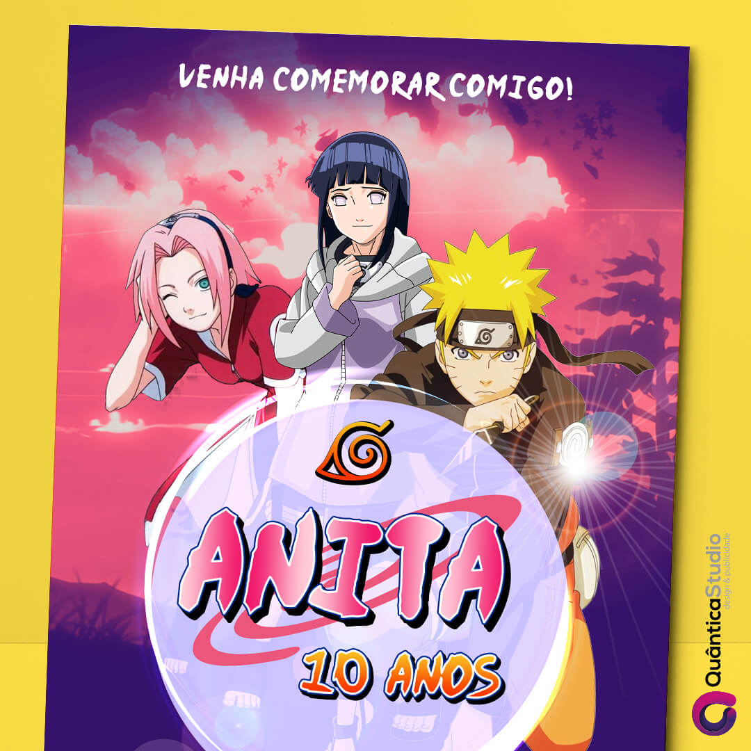 Convite Arte Digital Naruto Pequeno Sakura