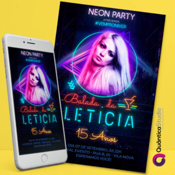 Convite Virtual Neon Whatsapp