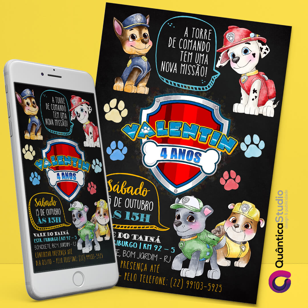 Convite Virtual Patrulha Canina para Whatsapp - Quântica Studio