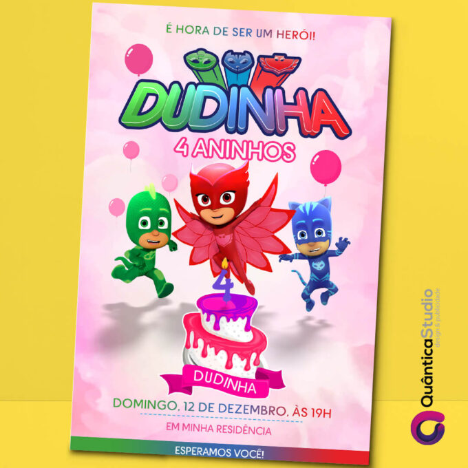 Convite Virtual Pj Masks Feminino Whatsapp Imprimir