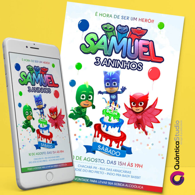 Convite Virtual Pj Masks Whatsapp Digital