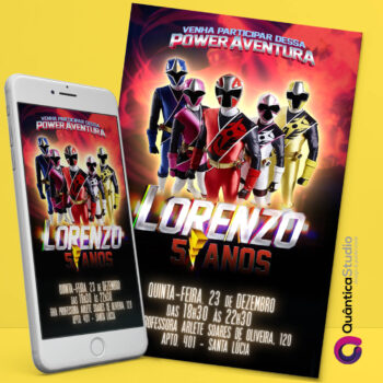 Convite Virtual Power Rangers Whatsapp