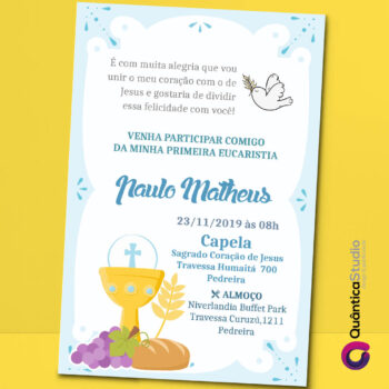 Convite Virtual Primeira Comunhão Pergaminho Whatsapp Imprimir