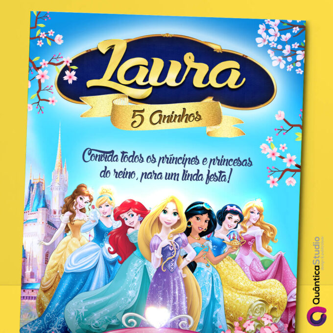 Convite Virtual Princesas Disney Digital Whatsapp