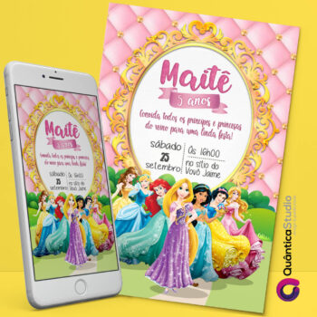 Convite Virtual Princesas Disney Whatsapp