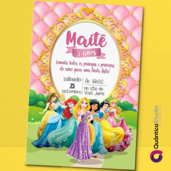 Convite Virtual Princesas Disney Whatsapp Imprimir