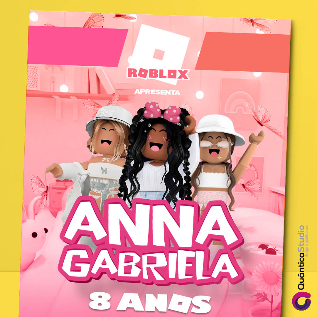 Convite de aniversário roblox feminino