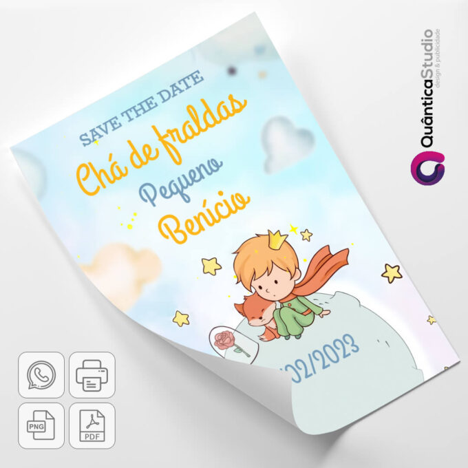 Convite Virtual Save The Date Pequeno Príncipe Aniversário