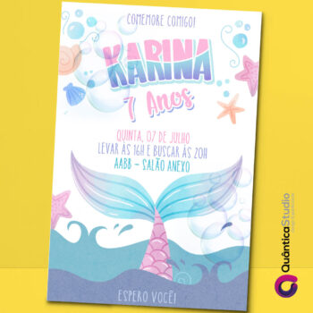 Convite Virtual Sereia Whatsapp Imprimir Digital