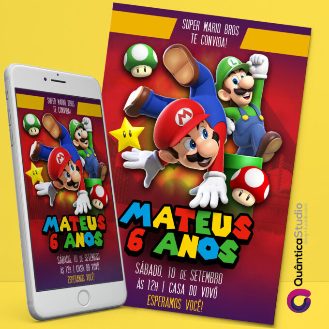 Convite Virtual Super Mario Whatsapp