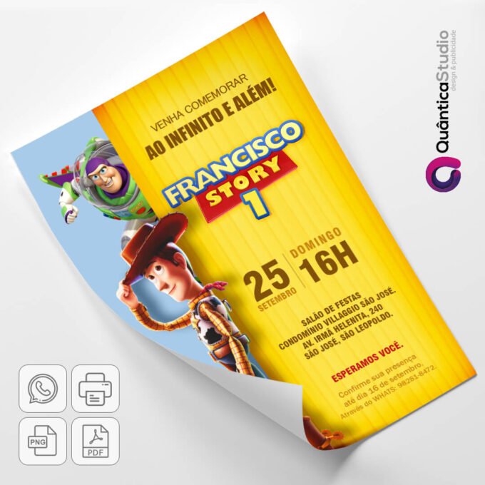Convite Virtual Toy Story Whatsapp Imprimir Aniversário