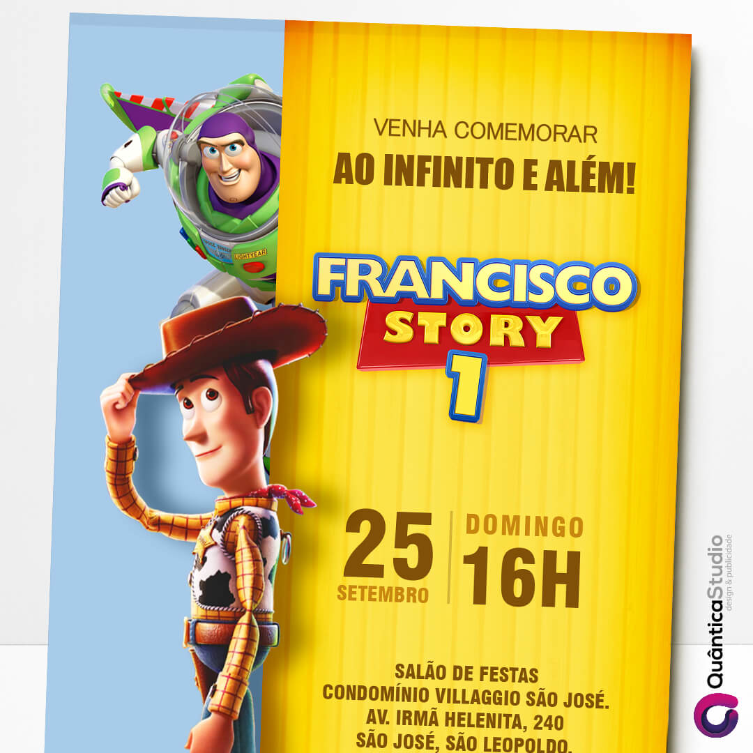 Convite Virtual Toy Story - Quântica Studio Aniversário, Chá Revelação