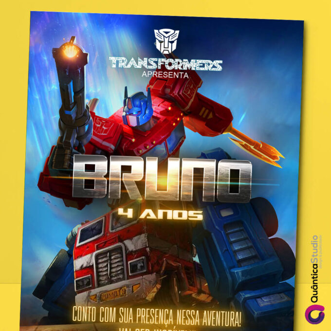 Convite Virtual Transformers Desenho Whatsapp Digital