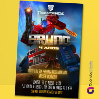 Convite Virtual Transformers Desenho Whatsapp Imprimir