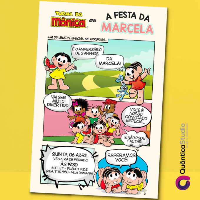 Convite Virtual Turma da Mônica Quadrinhos Whatsapp Imprimir